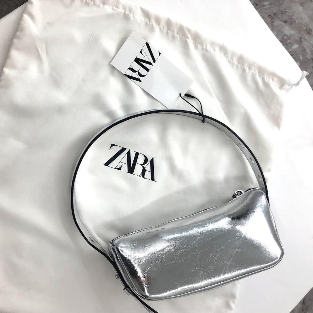 Zara Silver Mini Bag with Futuristic Design